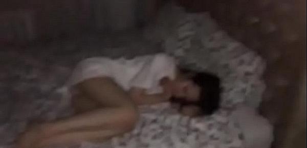  Sleeping teen was fucked and i cum on her pussy.